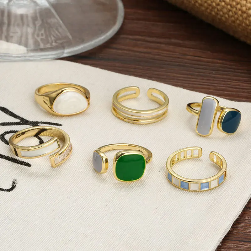 

PANJBJ 925 Sterling Silve Drop Glaze Ring for Women Girl Party Gift Adjustable Kopop Geometry Fashion Jewelry Dropshipping