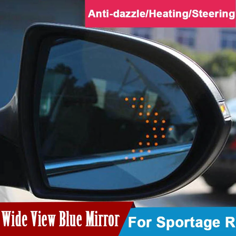 

Blue Wing rear view mirror for kia sportage R multi-curvature wide angle LED light arrow turn signal heat defog rearview mirrors