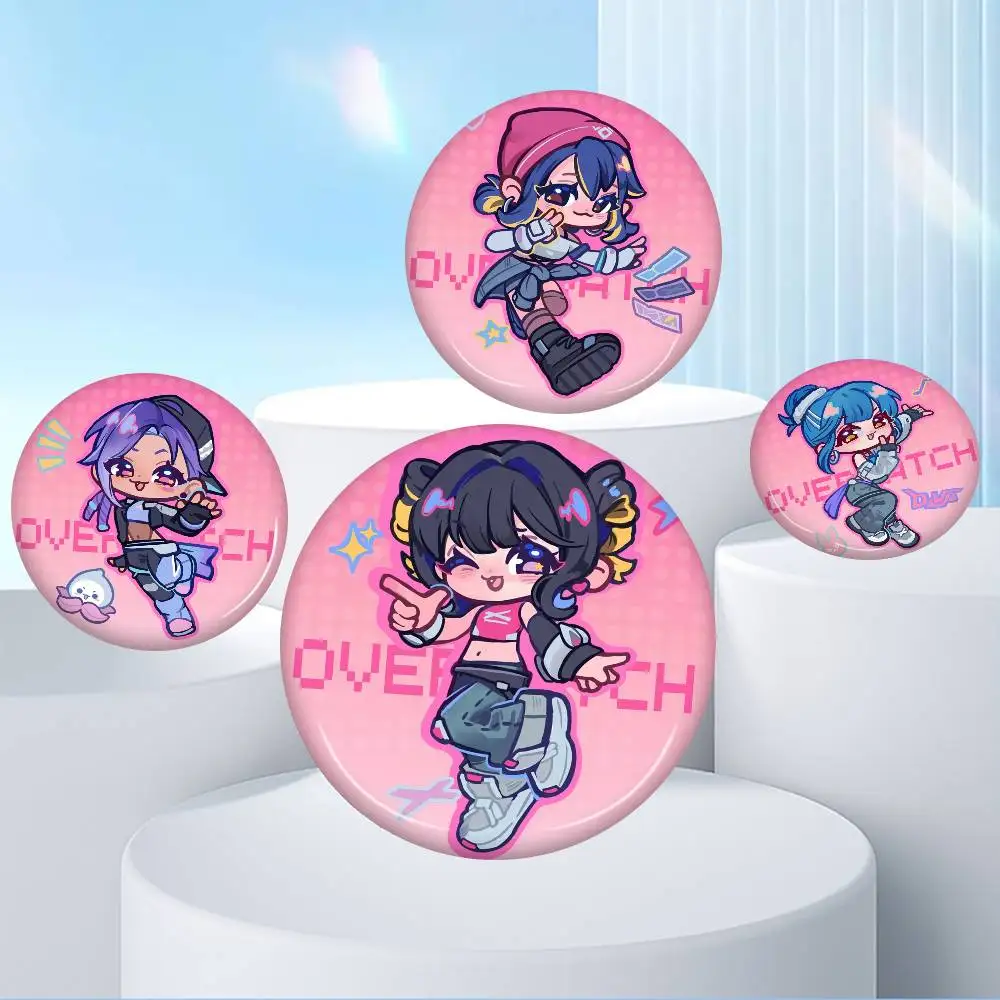 Overwatch Slogan Round Button Pins – Creative Brooches for Backpacks & Clothes, Fashion Cartoon Jewelry Gifts