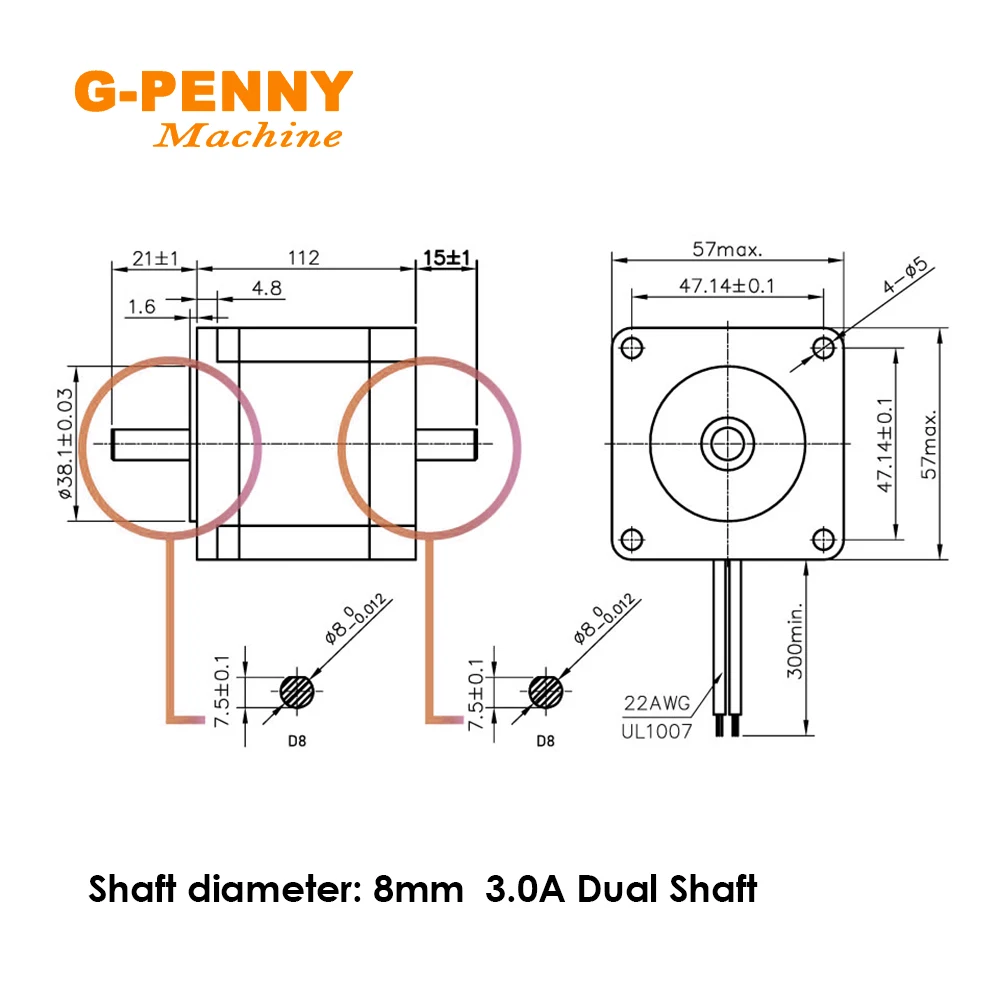 NEMA23 57x112mm 3Nm Stepper Motor 3A/4.2A Single/Double Shaft