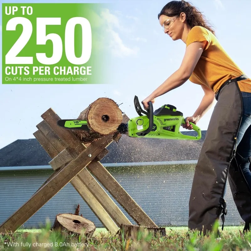 Greenworks 40V 18" Brushless Cordless Chainsaw (Great For Tree Felling, Limbing, Pruning, and Firewood / 75+ Compatible Tools)