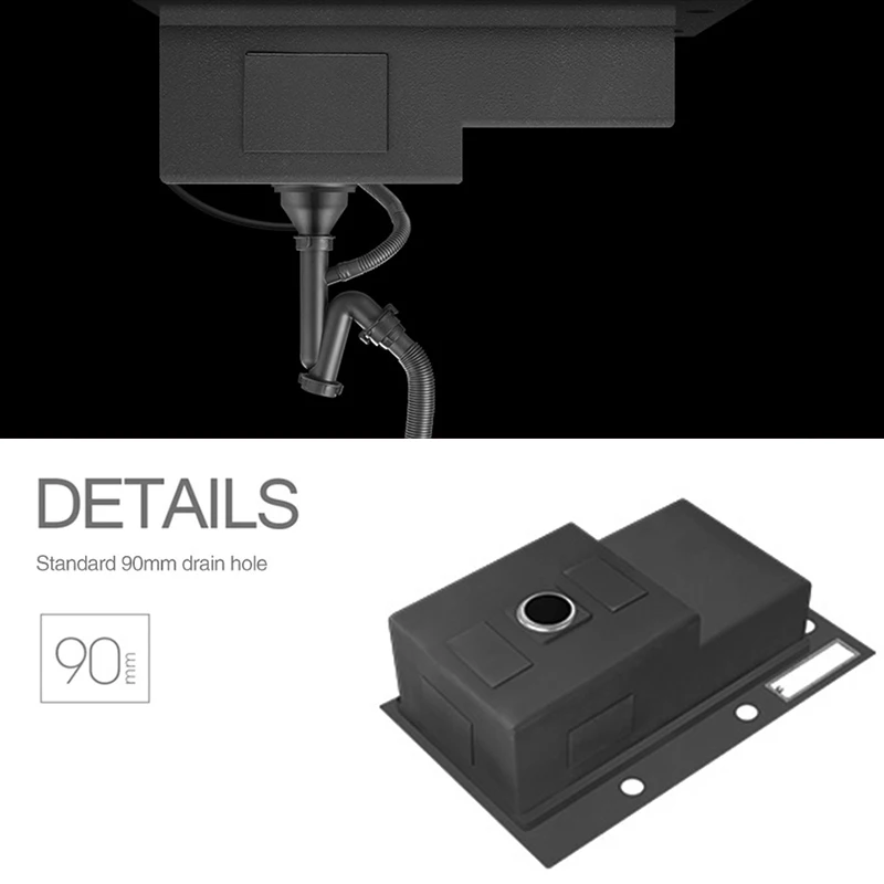 Nanometer Black Step Kitchen Sink SUS 304 Stainless Steel 4mm Thickness Handmade Above Mount Waterfall Faucet Kitchen Sinks