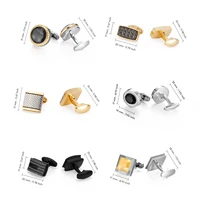 Luxury Cufflinks Man Shirt French Cufflinks For Mens Wedding Sleeve Button Square Cuff Button Men Cuff-link Tie Clip Gold-plated 4