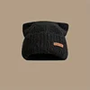 Woman Bonnet Solid Color Warmth Hat Winter Cute Cat Ear Earflap Knitted Hat Thicker Ear Protection Soft Street Beanie Hat 4