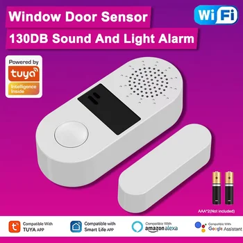 Tuya WiFi Smart Window Door Sensor 130DB Sound Light Alarm Wireless Smart Life APP Smart Home Scene Linkage Real-time Alerts 1