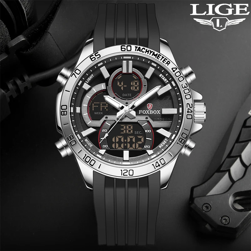 Top FOXBOX Mens Luxury Digital Quartz Watches Sport Waterproof Military Wrist Watch Male Casual Clock Watches Relogio Masculino