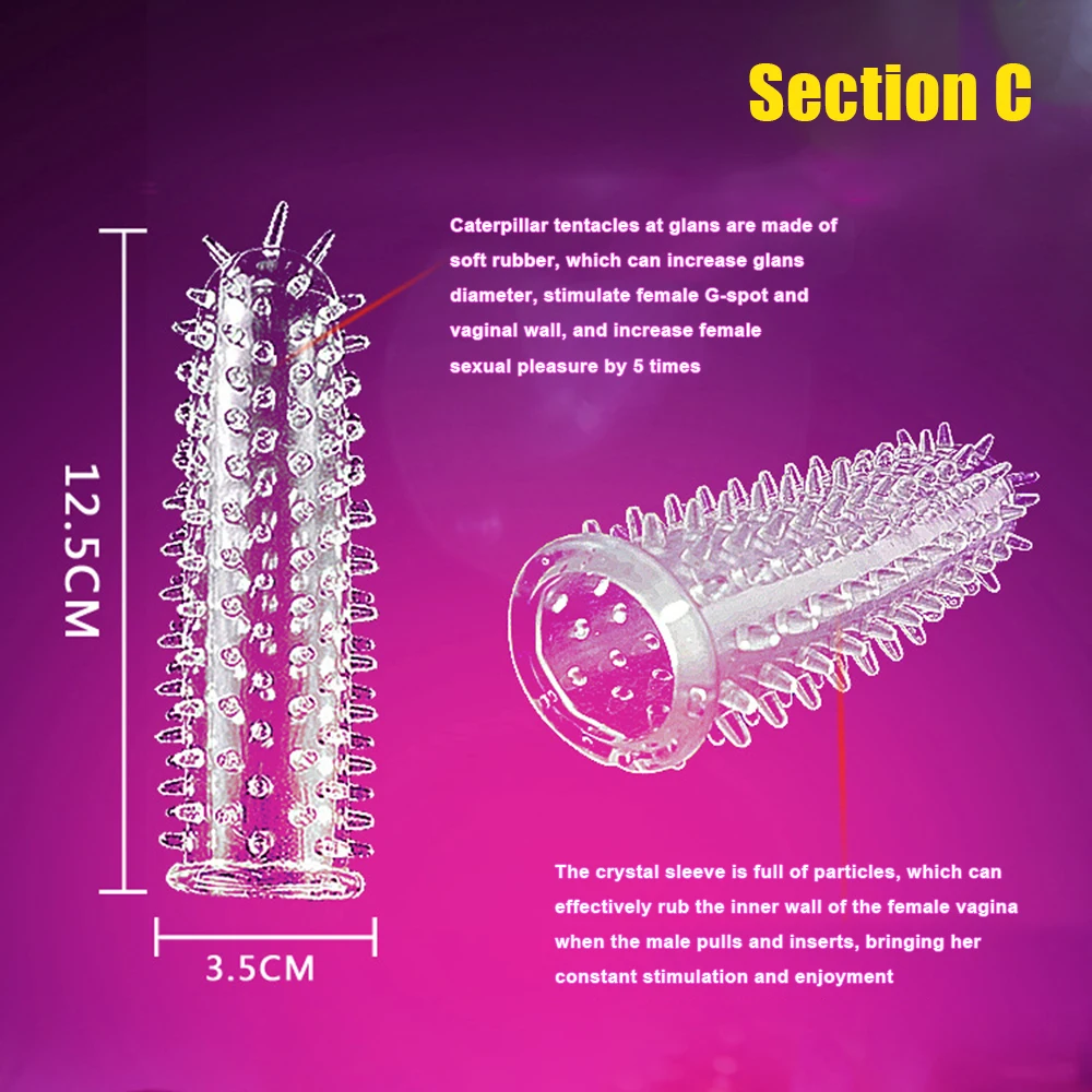 Spike Penis Sleeve Reusable Condoms Sex Toys for Men Delay Ejaculation G Spot Stimulation Safer Contraception Cock Ring Extender 4