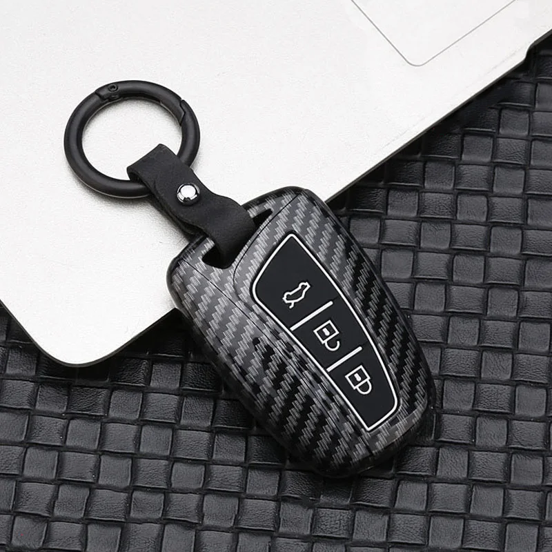 Premium Carbon Fiber Car Key Case Cover - Sleek and Durable Protection Accessory