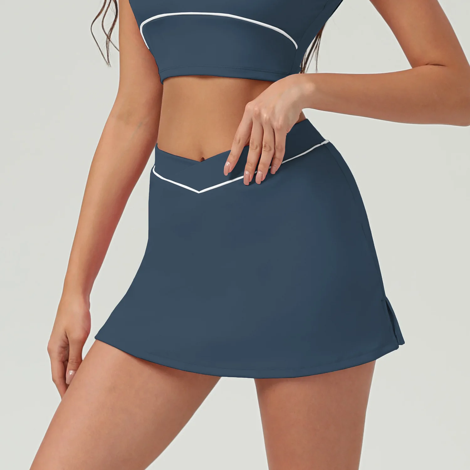 Mermaid Curve New Running Sports Skirt Hip Slimming Cross Waist Yoga Skirt European and American City Style Tennis
