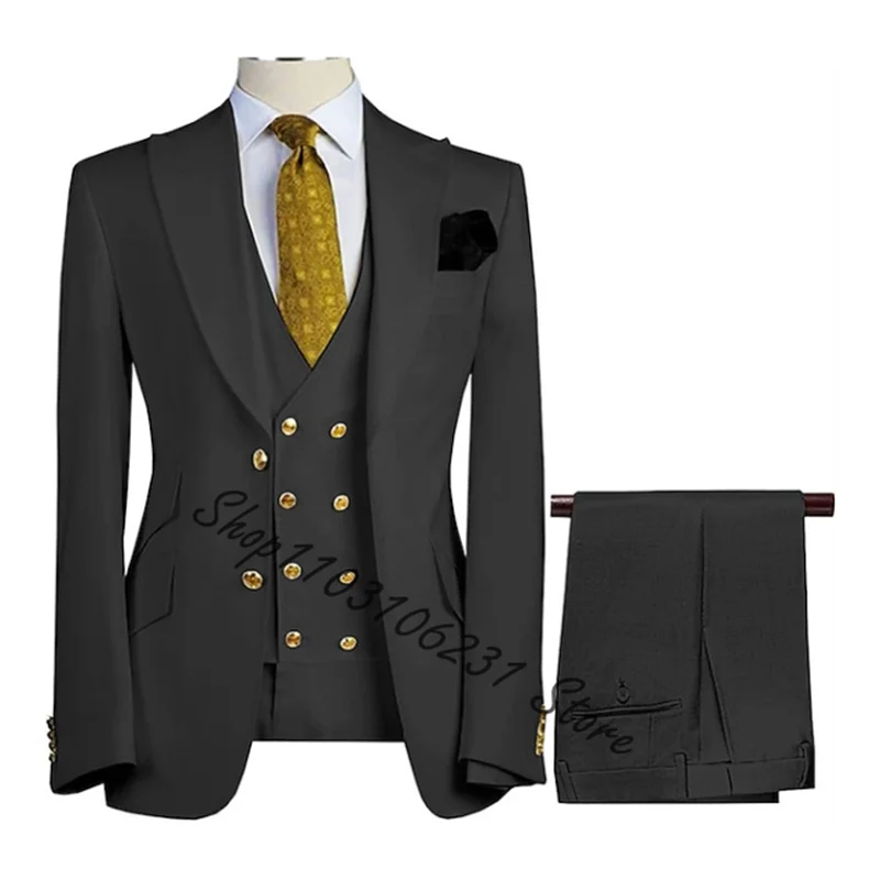 Burgundy Men 3 Piece Suits For Men Custom Made Groomsmen Tuxedos Wedding Male Suits Slim Fit Terno Masculino (Jacket+Pants+Vest)