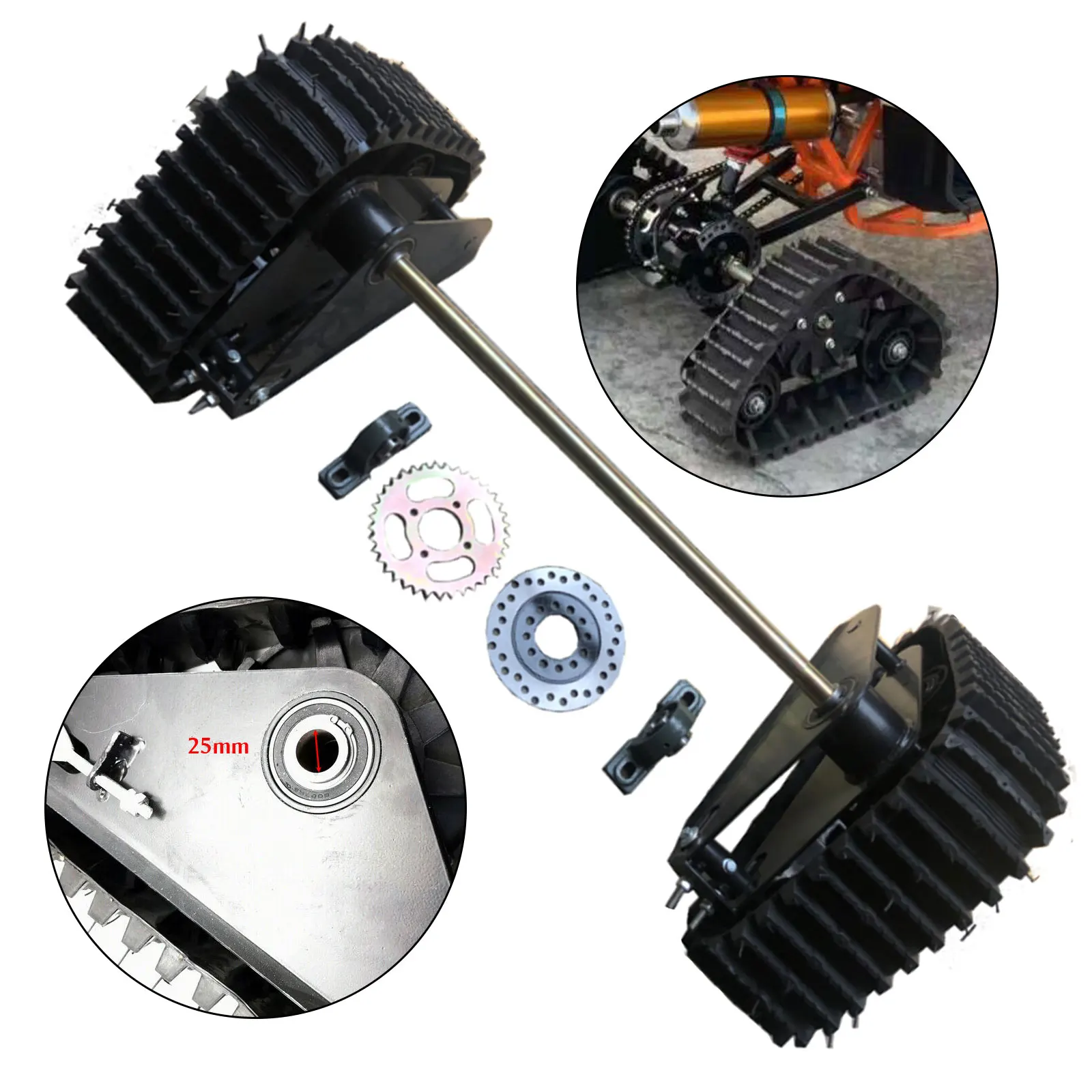 ATV Rear Wheel Buggy Snow Tracks Sand Snowmobile Tracked Vehicle Go Kart Buggy Quad Rear Wheel Assembly Kit Metal Thickened Axle snow blower snow sweeper snow sand snowmobile caterpillar tracks go kart karting utv buggy quad atv snow tracks rubber track