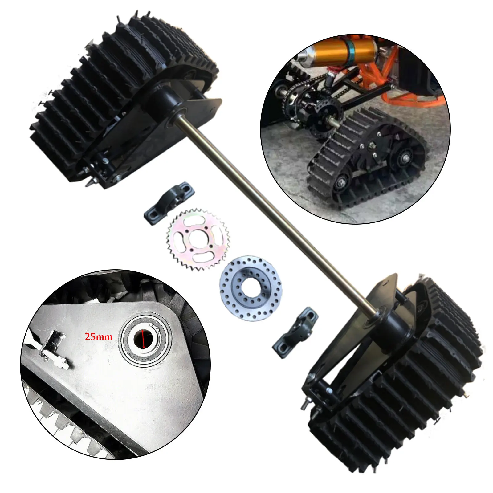 high power 8000w 72v three wheel electric vehicle rear axle assembly retrofit universal full kit ATV Rear Wheel Buggy Snow Tracks Sand Snowmobile Tracked Vehicle Go Kart Buggy Quad Rear Wheel Assembly Kit Metal Thickened Axle