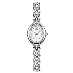 Ladies' Light Luxury Retro Diamond - Embellished Bracelet Watch (Silver)