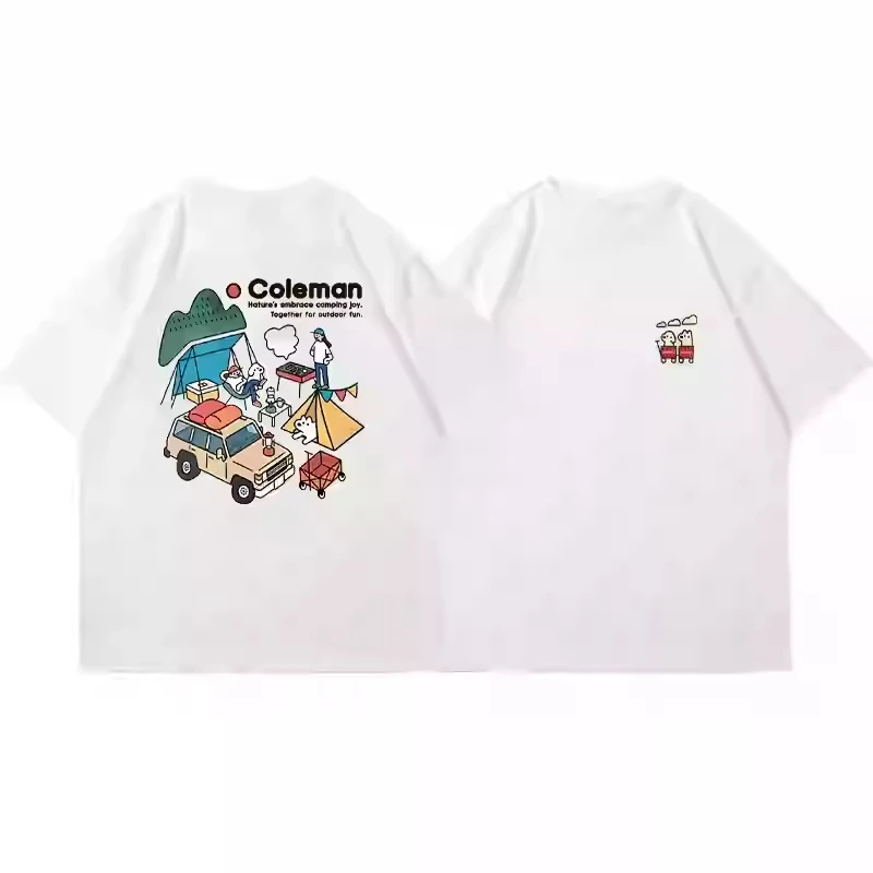 coleman Short Sleeve T-shirt sport t shirt men's cotton Short Sleeve Camping Outdoor Loose Couple Clothes