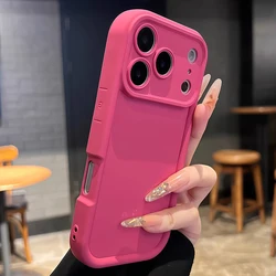 Enhanced Shockproof Candy Color Phone Case - iPhone 14 Pro (Rose red)