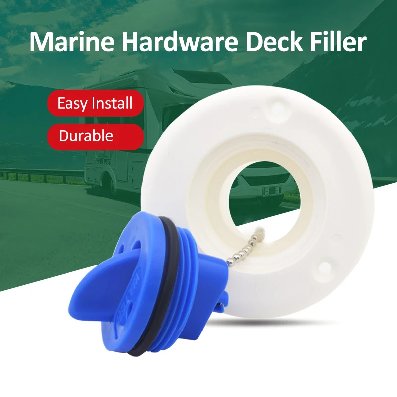 Marine Hardware Deck Filler Nylon Plastic UV Stabilized Fuel Water Waste Cap for 38mm Socket Boat Motorhome Yacht Caravan Camper