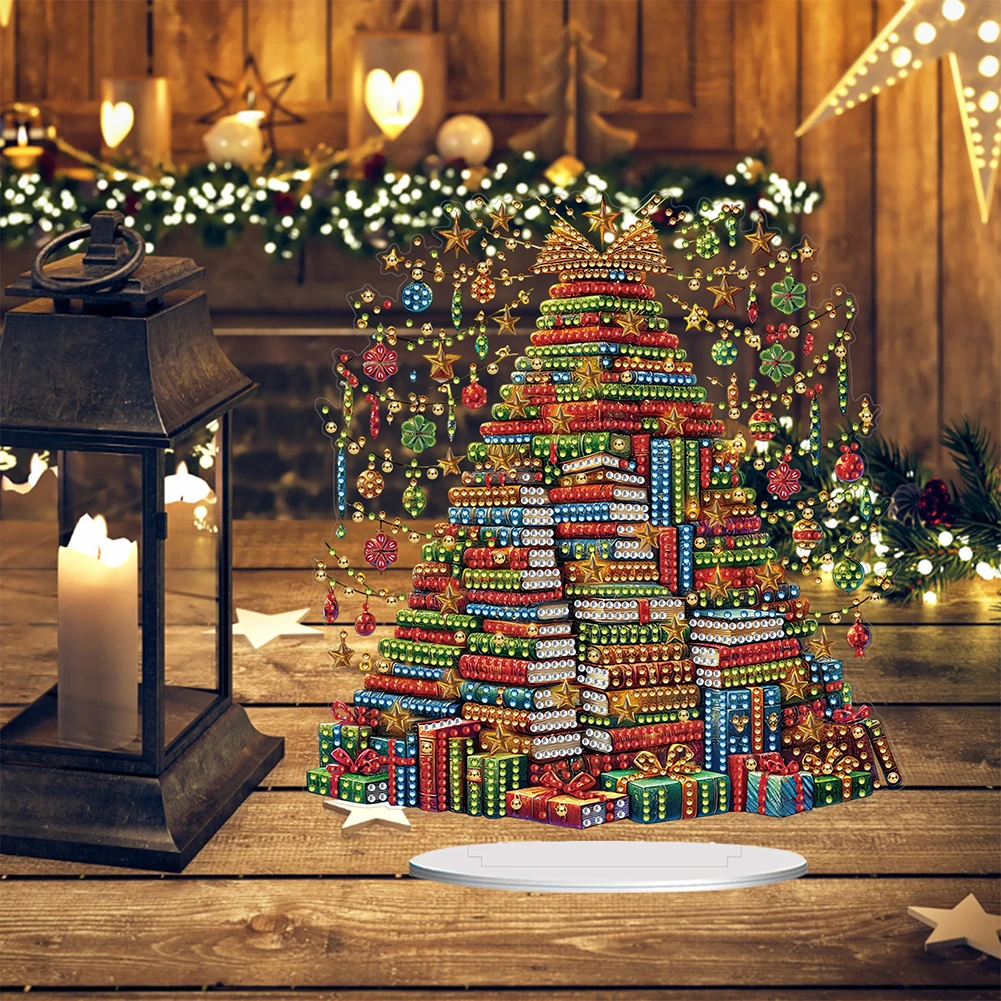 2D Flat Print Xmas DIY Diamond Painting Desktop Ornaments Kit 5D DIY Diamond Art Tabletop Decorations Bedroom Table Decoration