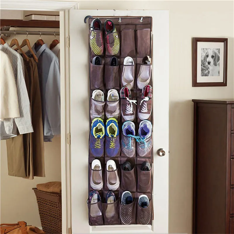 Wall Hanging Shoe Storage Organizer Bag Shoes Rack Over The Door Fabric Cabinet Closet For Clothes 2