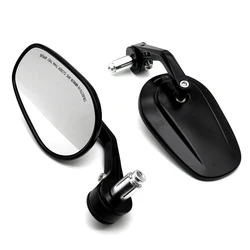 Retro Black Motorcycle Rearview Mirrors for Cafe Racers and Scooters (Black)
