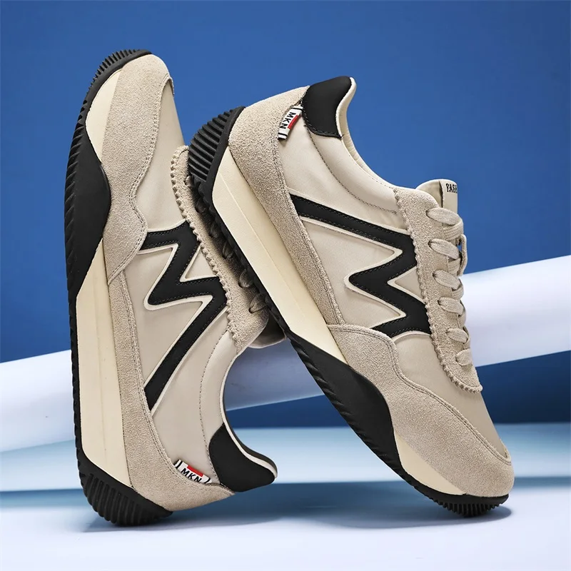 Sneakers Casual Mens Designer Retro Running Shoes Fashion Microfiber Leather Fabric Breathable Increased Internal Platform Shoes 1