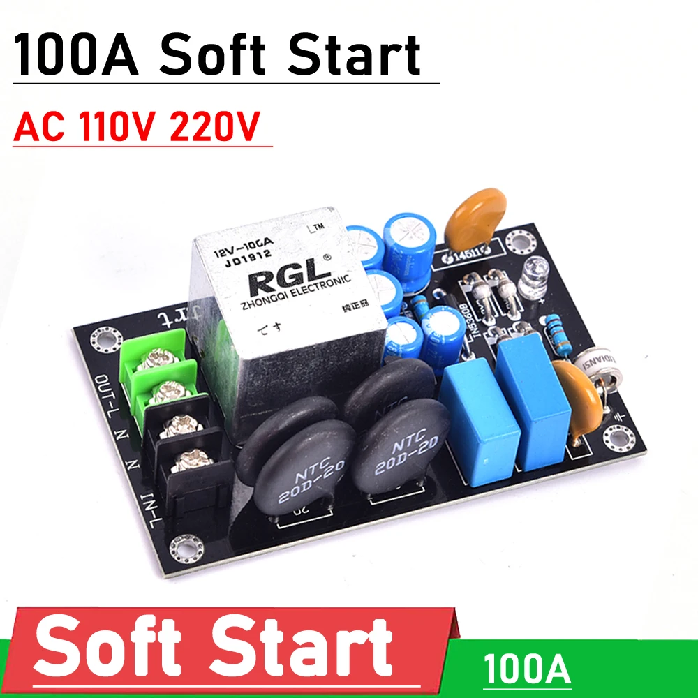 

AC 110V 220V 2000W Power Soft Start Board For 1969 Amplifier Speaker AMP DIY 100A high current Relay Thunder Protection