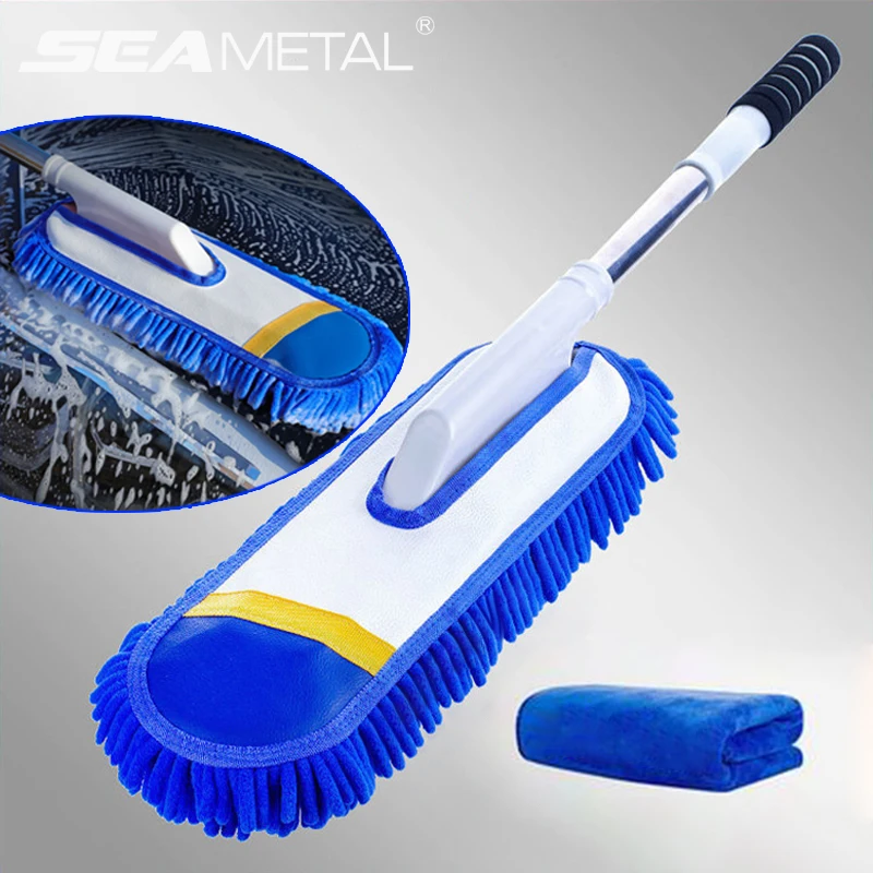 Car Washing Mop Long Handle Cleaning Brush Ultra-Soft Chenille for Car Detailing Wash Tool