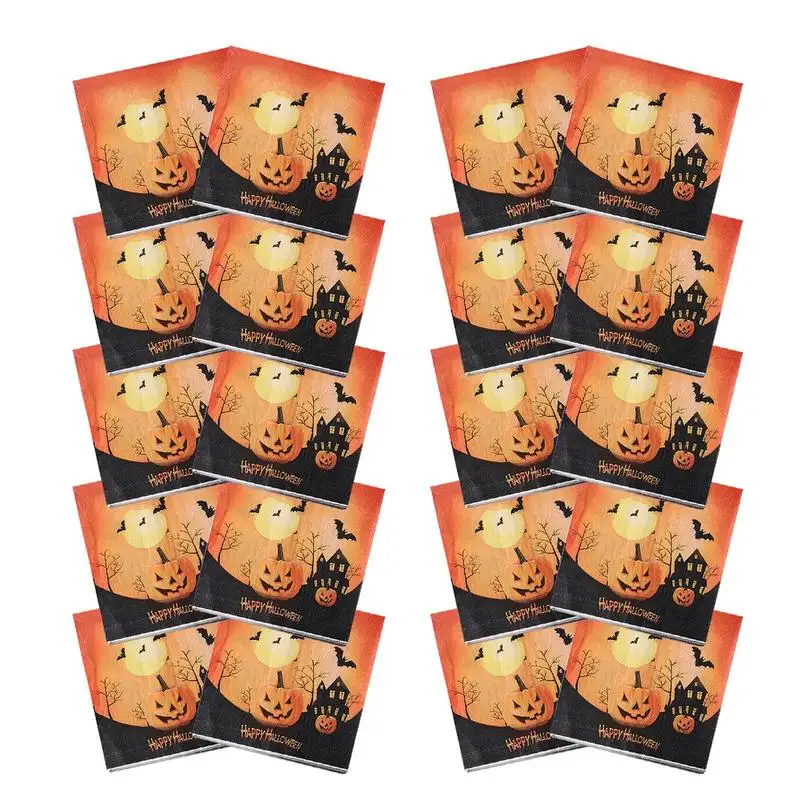 

Happy Halloween Napkins Creative Halloween Devil House Napkins Halloween Party Paper Napkins Supplies Hand Towels Decoration