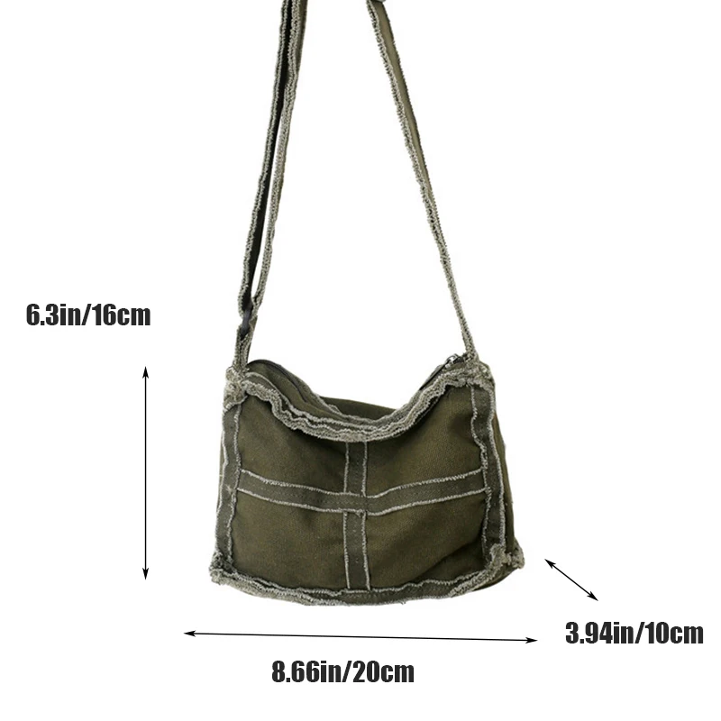 Vintage Japanese Style Women's Canvas Bag Mini Shoulder Bag Retro Workwear Style Crossbody Bag Unisex Zipper Shopping Bag