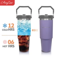 900ml Portable Car Cup Stainless Steel Thermos Cup with Straw Travel Sports Water Bottle With Handle Cover Coffee Vacuum Flask 4