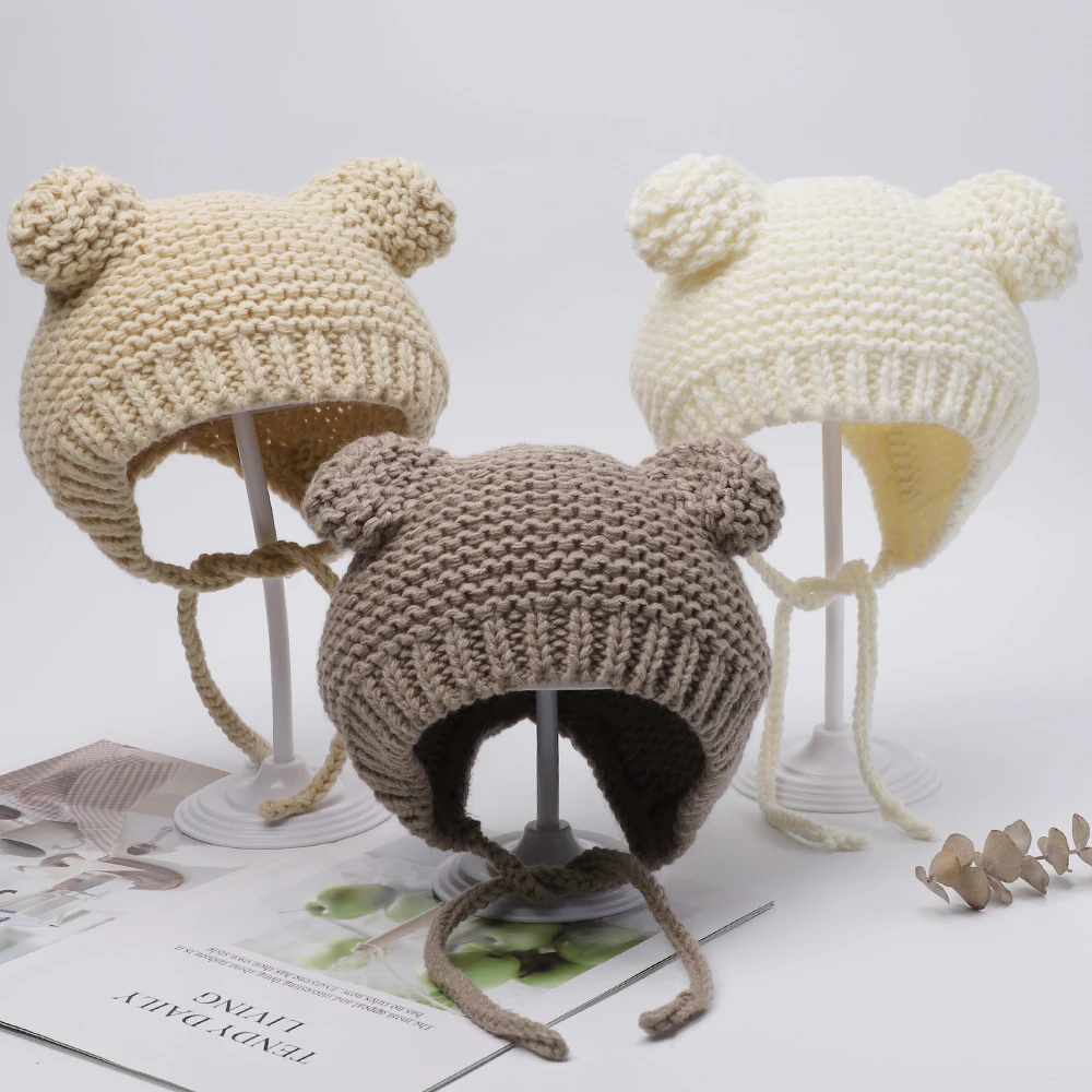 

Winter Hat Infant Caps for Newborn Baby Girl Headband Kids Turban Kniting Bonnet Keep Warm Children's Accessories Baby Items