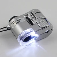 Portable 60X Handheld Magnifying Glass Mini Pocket Microscope Loupe Currency Detector Jeweler Magnifier With LED Light 1