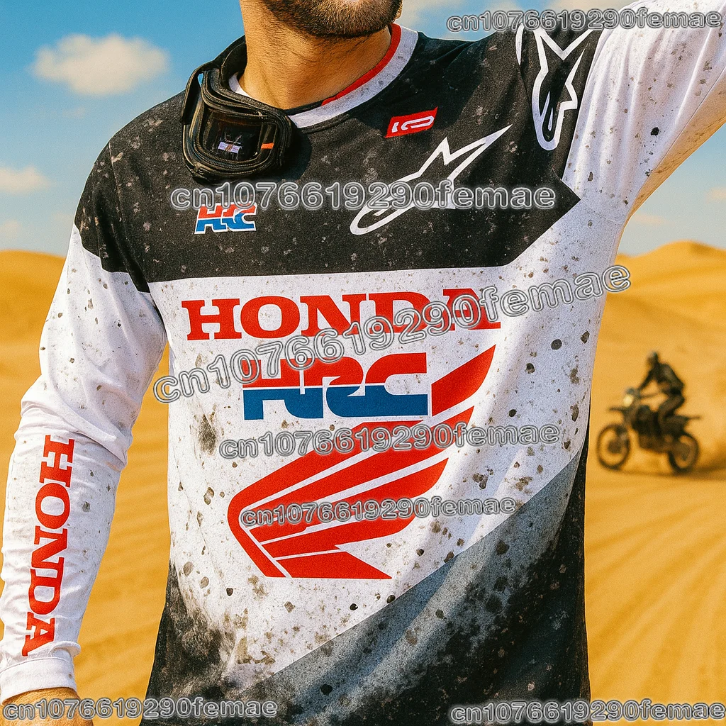 혼다 HRC 오토바이 긴 소매 저지 빠른 건조 먼지 자전거 레이싱 셔츠 통기성 편안한 일일 훈련 캐주얼 스포츠 탑