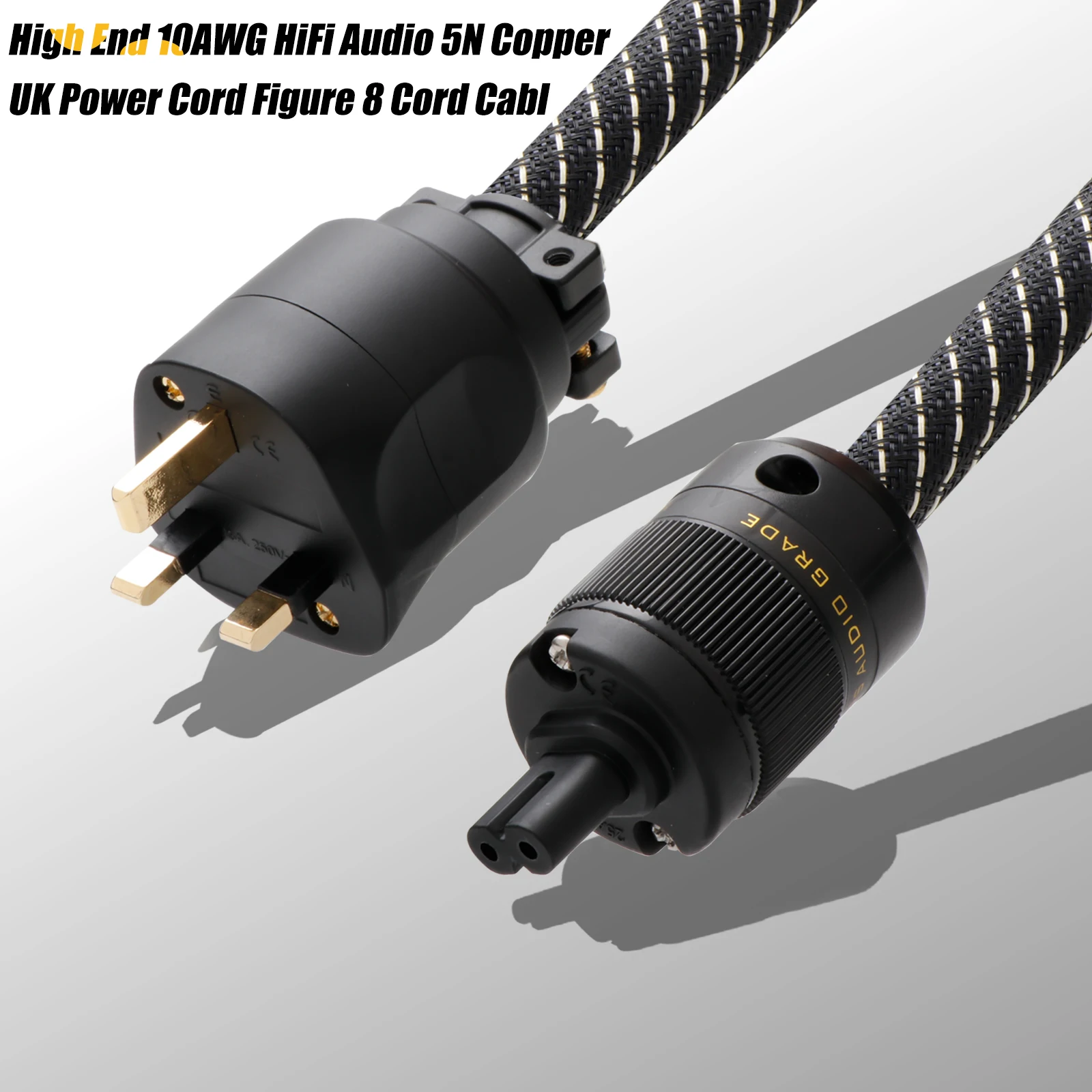 

Preffair D503 HIFI amplifier OFC Pure Copper Gold-Plate UK C7 IEC figure 8 IEC AC Female Male Power Plug Power Cable Cord Wire