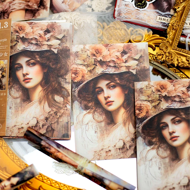 Yoofun 30pcs/pack Flower Girl Scrapbooking Decor Material Papers Collage Junk Journal Planner Craft Making Stationery Paper 6