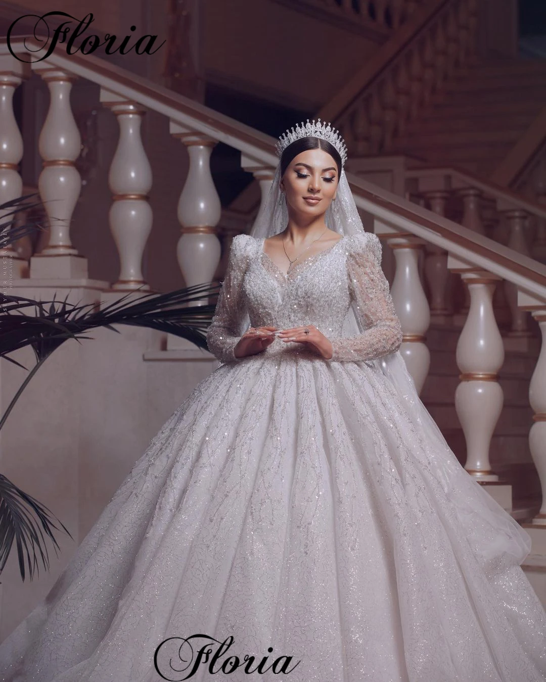 Beaded Bling Bling Wedding Dresses For Women Long Sleeves Wedding Gowns Elegant Princess Bridal Gowns 2023 Vestido Blanco