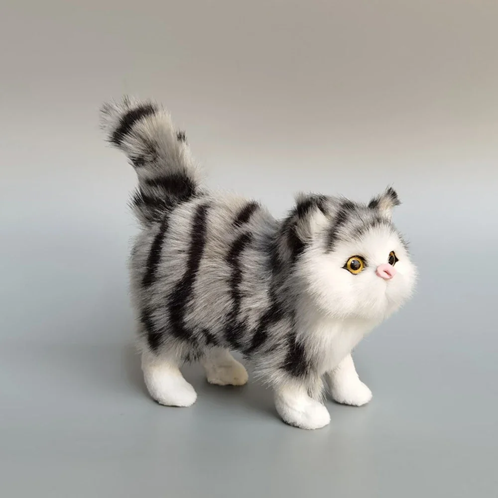 Simulation Cat Plush Toys Soft Stuffed Kitten Model Fake Cats Realist Animals for Kids Girls Birthday Valentine's Day Gift 4