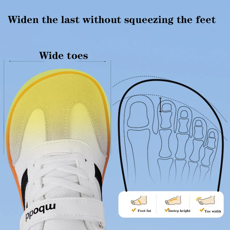 Children's Sports Shoes Boys' Barefoot Shoes Wide-Toed Simple Fashion Casual Shoes Lightweight Hook and Loop girls' Flat Shoes - 6