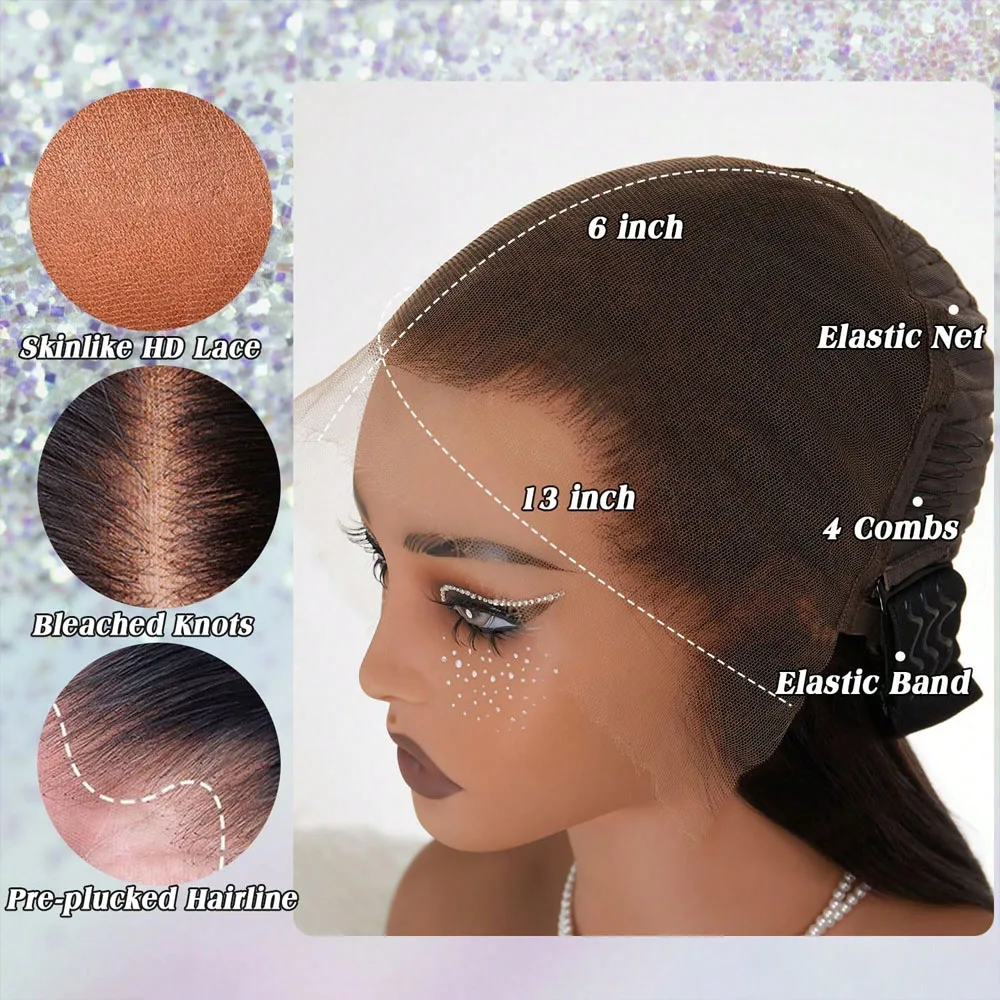 Brazilian human hair13x4/13x6mm high-definition lace front wig16-42 inches straight lace front wig360-degree full lacewignatural 5