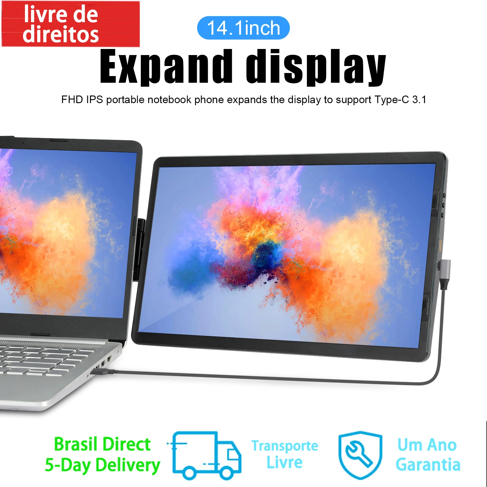 Tela-dobr-vel-do-monitor-do-port-til-tipo-C-Gaming-Monitor-Panel-14-LCD ...