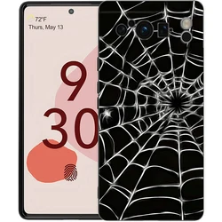 Luxury Black Soft TPU Spider Web Design Phone Case - Pixel 9A (A1)