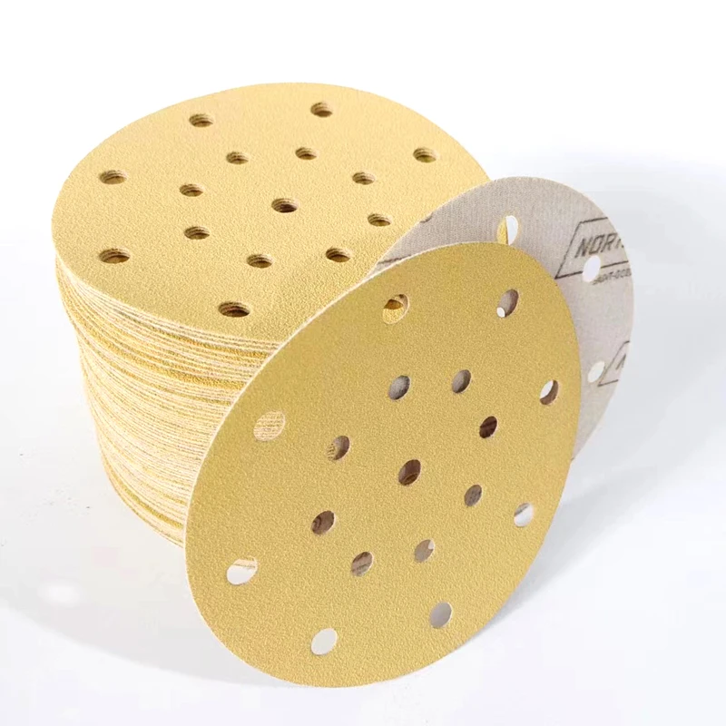 NORTON Gold Sandpaper 6-inch 17-Hole Dry Sandpaper 150mm Flocking Round Car Putty Wood Sanding Chip 80-500grit sanding discs,mini sandpaper kit,polish sand paper,sandpaper tools,sandpaper set