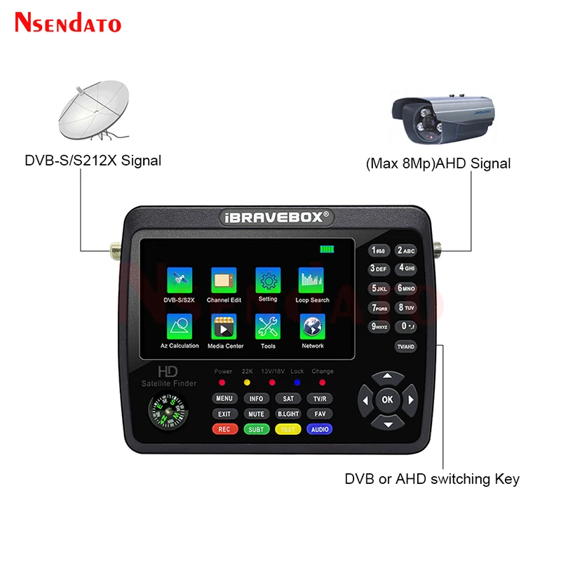 V10 Finder Max Max+ Ibravebox HD Satellite TV Signal Sat Finder DVB-S/S2/S2X AHD H.265 Signal Meter Satellite Sat Finder for LNB