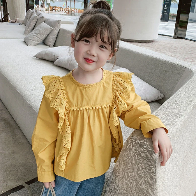 Girls Shirts for Kids Spring Autumn Long Sleeve Blouse Fashion Tops Korean Toddler Girl Clothes Fall New Children Costume 2-7Yrs kids shirts