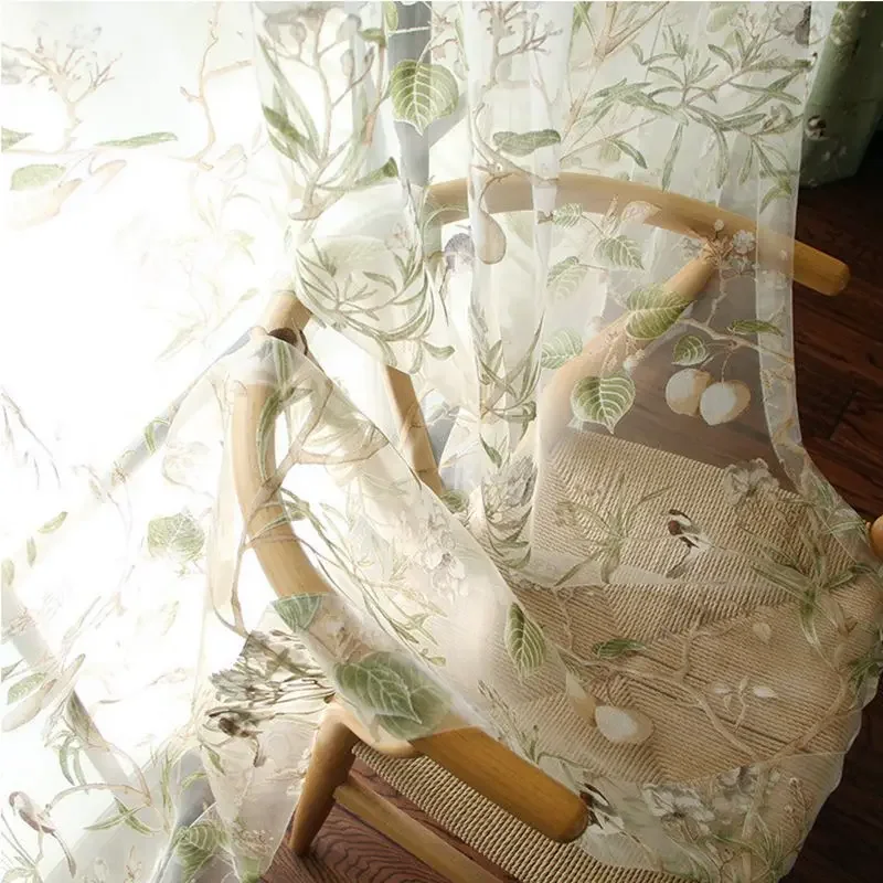Blackout curtains window curtains decor curtains cotton and linen curtains american country garden cotton linen window curtains for living room birds printed bedroom window blackout drapes wp145-40