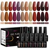 MEET ACROSS 12Pcs/Set 7ml Brown Series Gel Nail Polish With Box Autumn Semi Permanent UV Gel Soak Off Nail Art Kit Varnish 1
