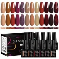 MEET ACROSS 12Pcs/Set 7ml Brown Series Gel Nail Polish With Box Autumn Semi Permanent UV Gel Soak Off Nail Art Kit Varnish 1