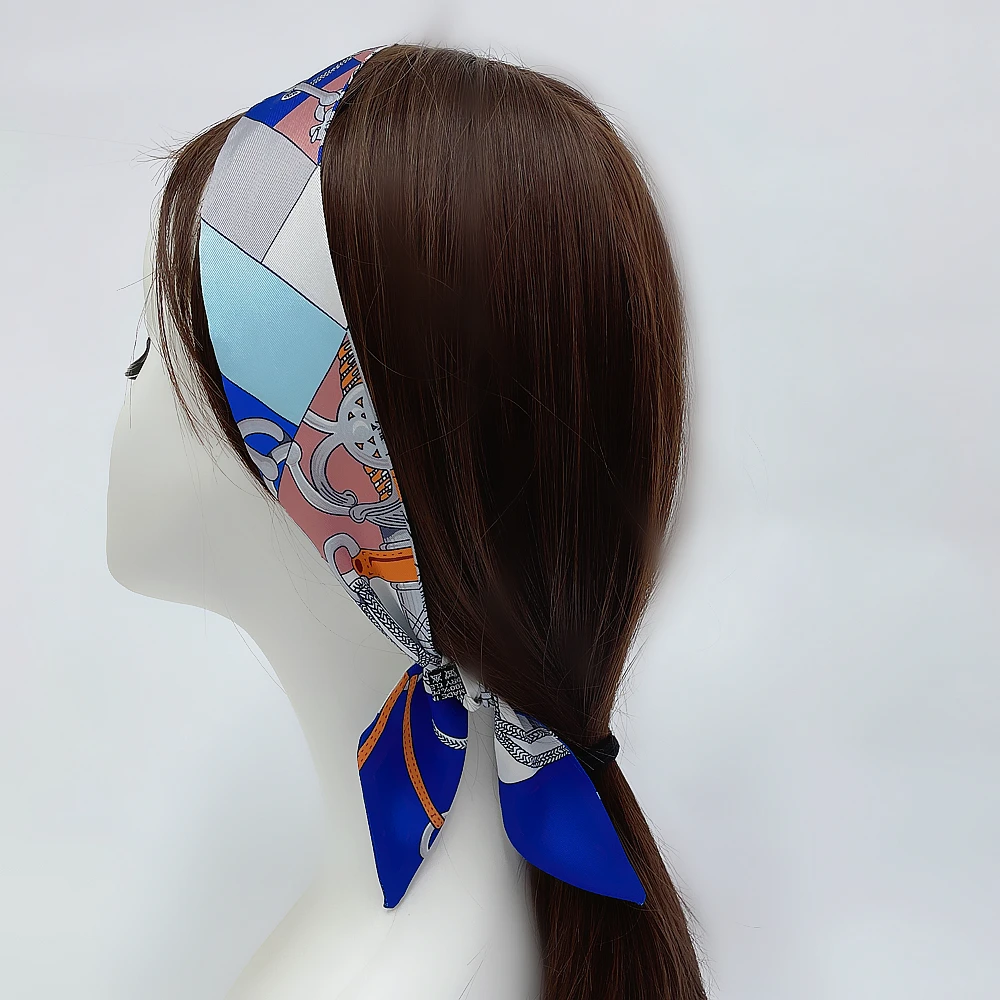 Women Scarf 2024 New Brand Design Luxury Twill Silk Scarf Fashion Headband Foulard Skinny Hair Bag Scarves Neckerchief - 5