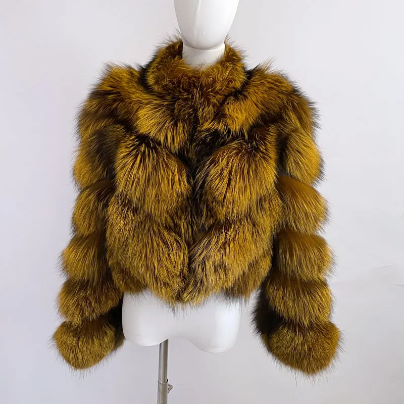 Winter Women Fur Coat Real Silver Fox Fur Jacket Short Stand Collar V Cut Thickening Warm Soft Ladies Fur Jacket New 2022
