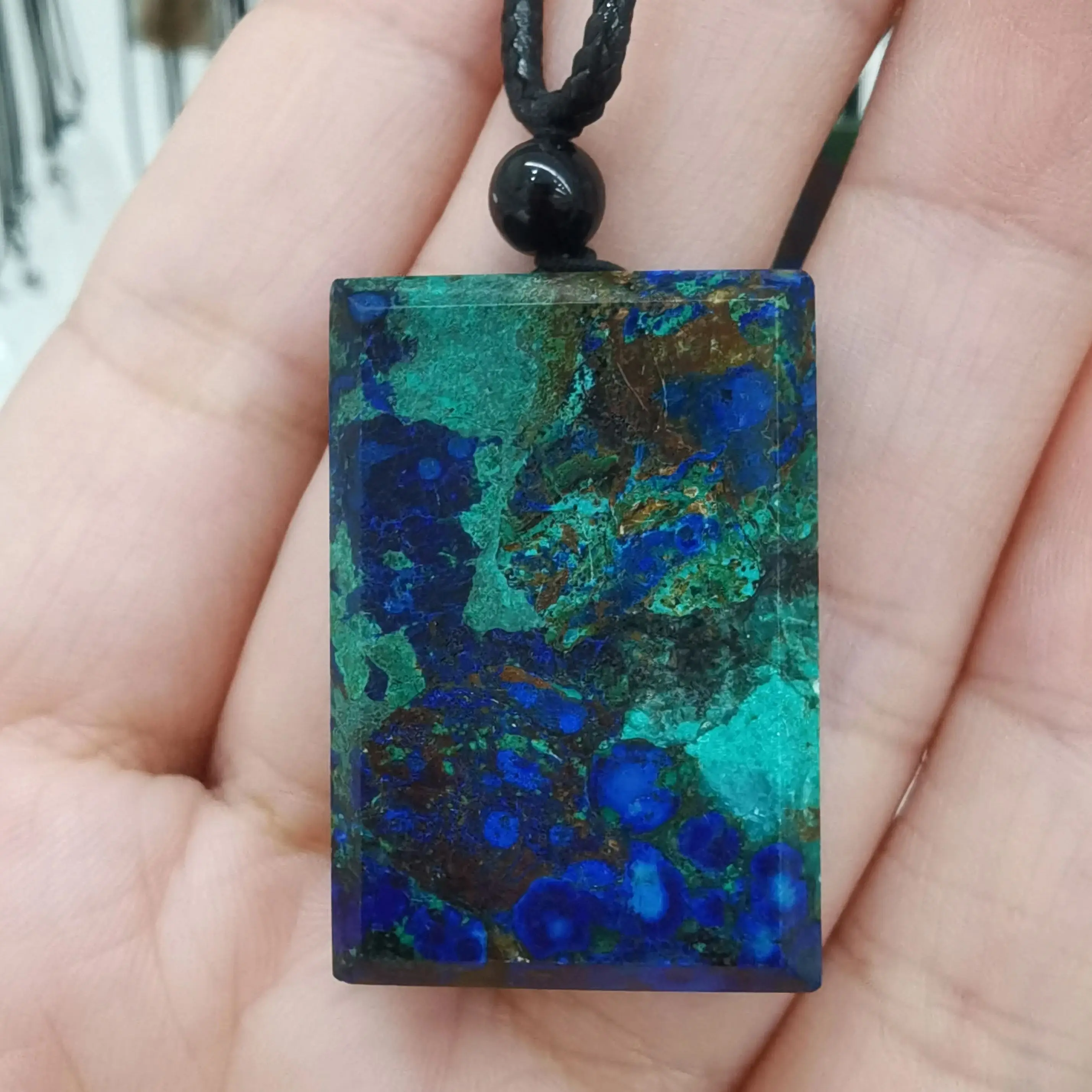 

Ожерелье с подвеской из натурального искусственного малахита, драгоценный камень хризоколла для женщин и мужчин