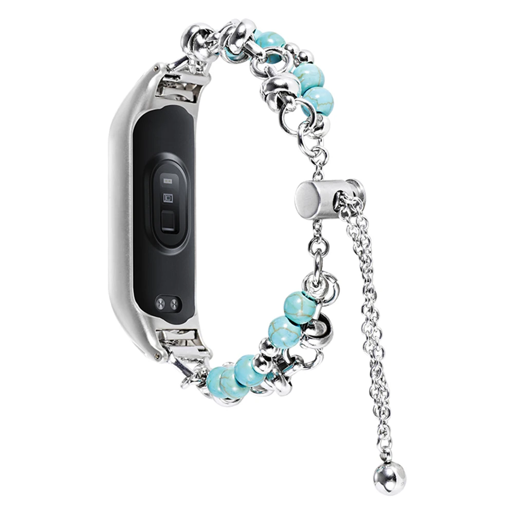 Elegant Blue Alloy Chain Wristband Bracelet - Metal Smart Band Accessory